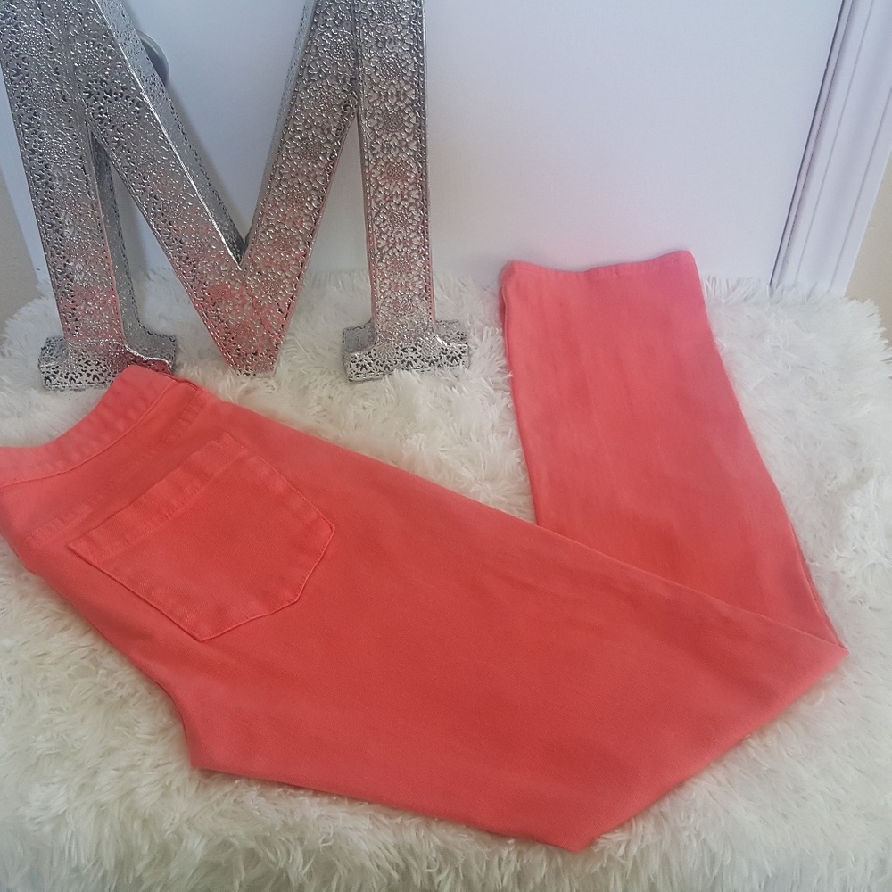 J Crew Matchstick Neon Pink / Orange Jeans